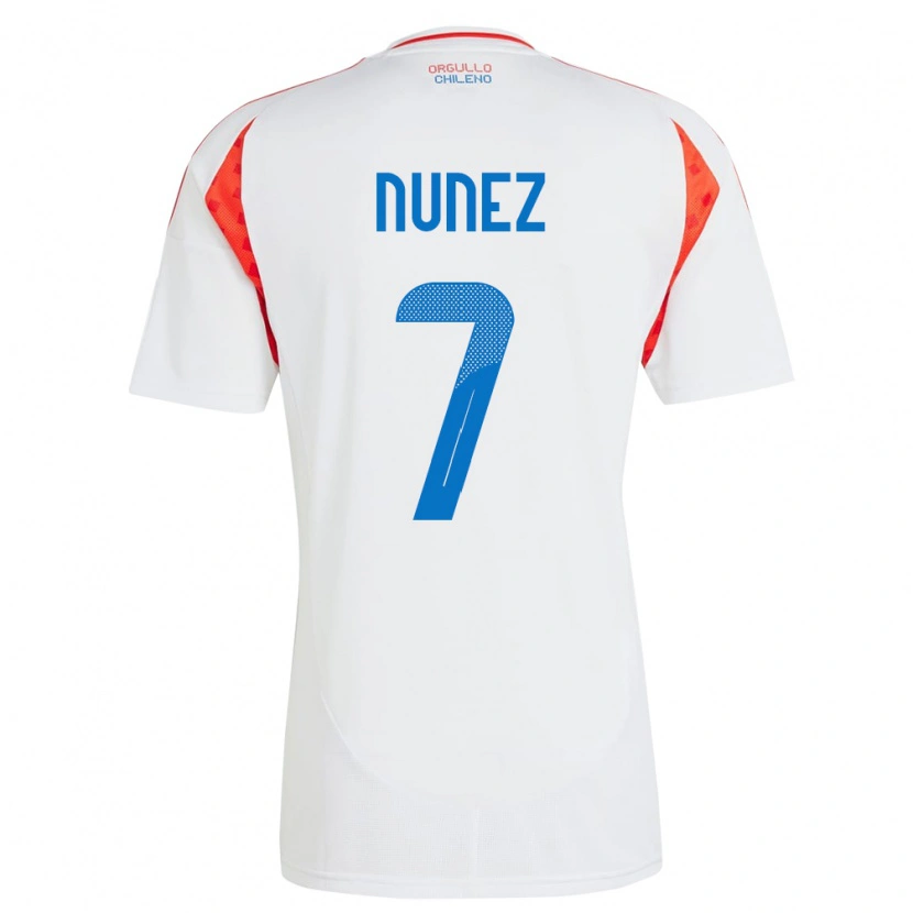 Danxen Hombre Camiseta Chile Marcelino Núñez #7 Blanco 2ª Equipación 24-26 La Camisa