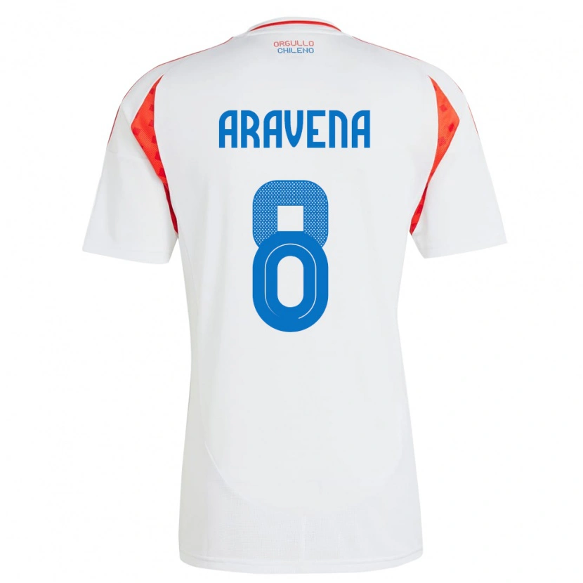 Danxen Hombre Camiseta Chile Alexander Aravena #8 Blanco 2ª Equipación 24-26 La Camisa