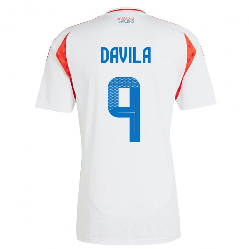 Danxen Hombre Camiseta Chile Víctor Dávila #9 Blanco 2ª Equipación 24-26 La Camisa