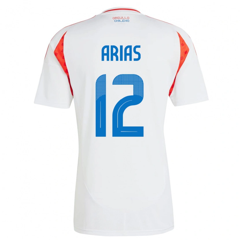 Danxen Hombre Camiseta Chile Gabriel Arias #12 Blanco 2ª Equipación 24-26 La Camisa