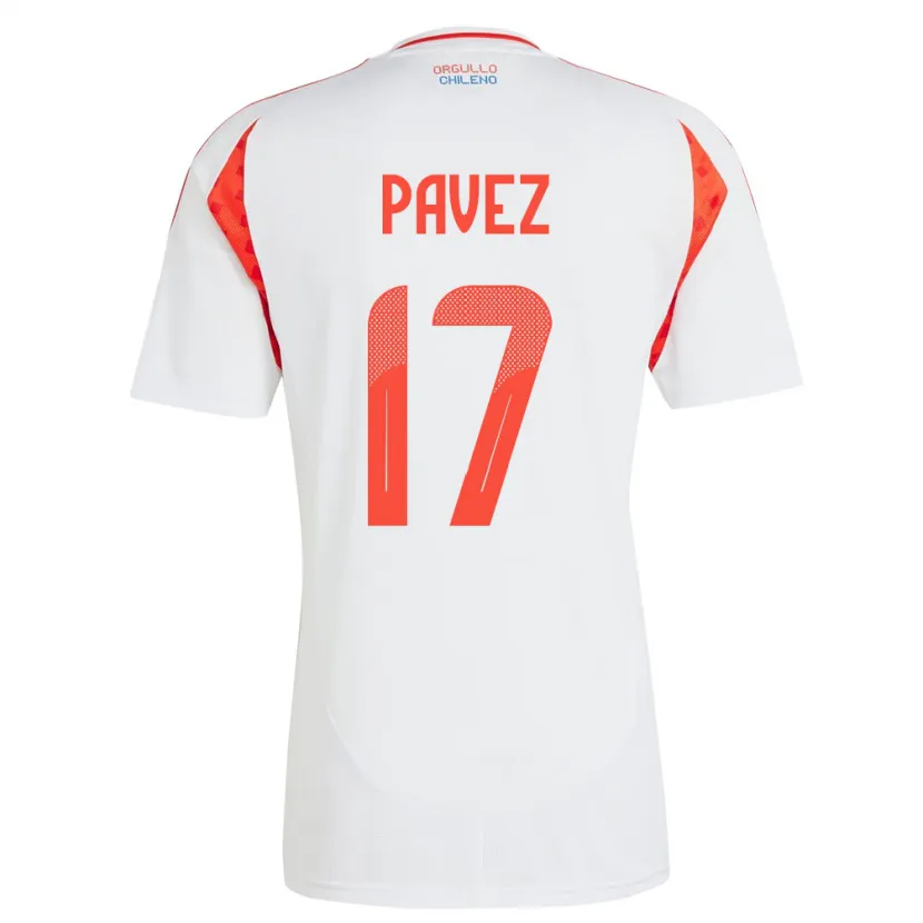 Danxen Hombre Camiseta Chile Esteban Pavez #17 Blanco 2ª Equipación 24-26 La Camisa