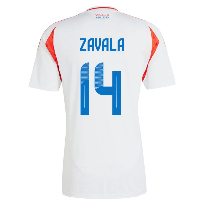 Danxen Hombre Camiseta Chile Cristián Zavala #14 Blanco 2ª Equipación 24-26 La Camisa