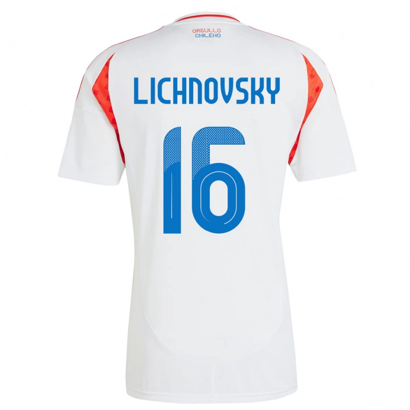 Danxen Hombre Camiseta Chile Igor Lichnovsky #16 Blanco 2ª Equipación 24-26 La Camisa