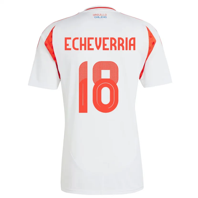 Danxen Hombre Camiseta Chile Rodrigo Echeverría #18 Blanco 2ª Equipación 24-26 La Camisa