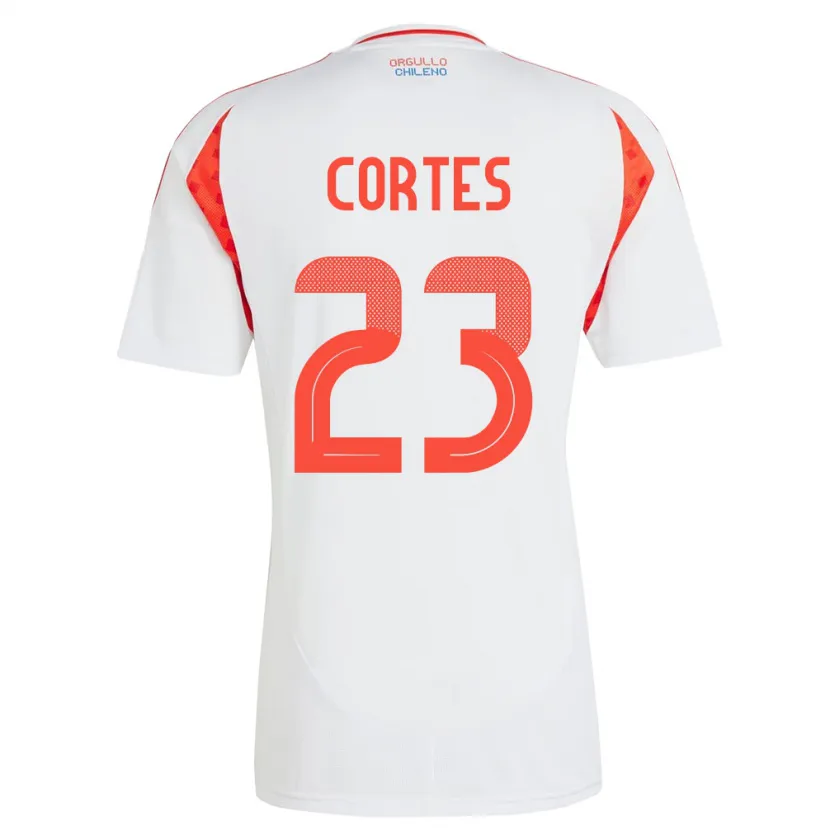 Danxen Hombre Camiseta Chile Brayan Cortés #23 Blanco 2ª Equipación 24-26 La Camisa