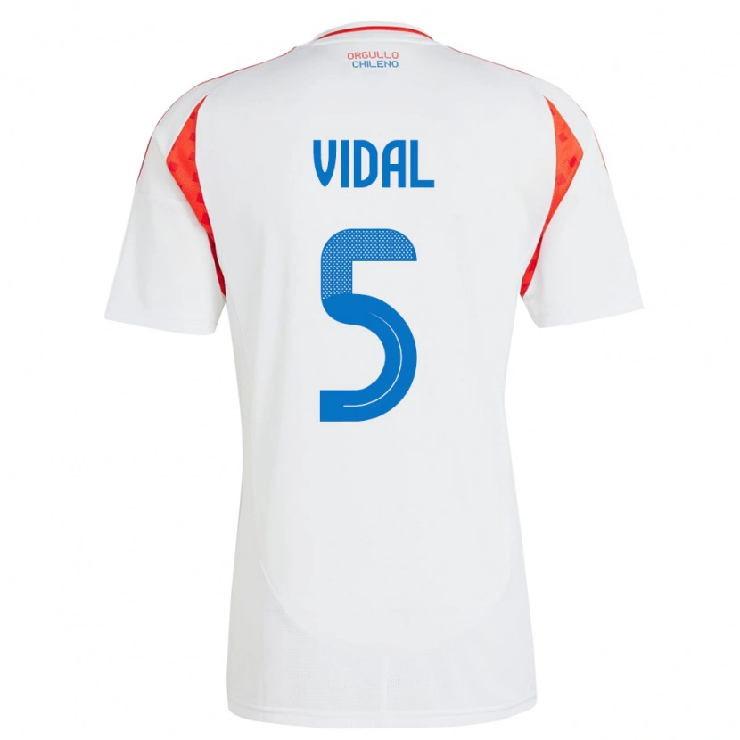 Danxen Hombre Camiseta Chile Valentín Vidal #5 Blanco 2ª Equipación 24-26 La Camisa