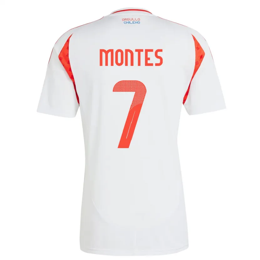 Danxen Hombre Camiseta Chile Clemente Montes #7 Blanco 2ª Equipación 24-26 La Camisa