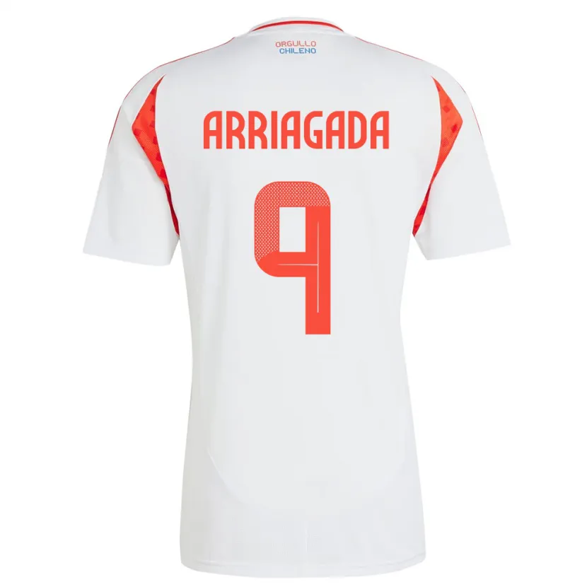 Danxen Hombre Camiseta Chile Luciano Arriagada #9 Blanco 2ª Equipación 24-26 La Camisa