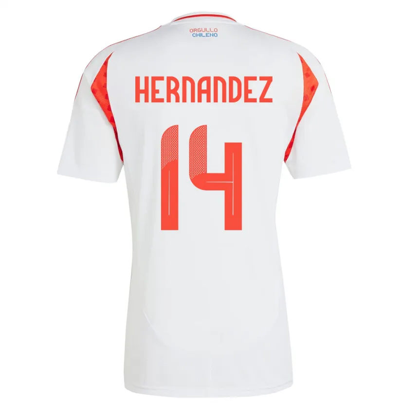 Danxen Hombre Camiseta Chile Leandro Hernández #14 Blanco 2ª Equipación 24-26 La Camisa