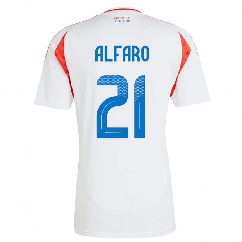 Danxen Hombre Camiseta Chile Julián Alfaro #21 Blanco 2ª Equipación 24-26 La Camisa