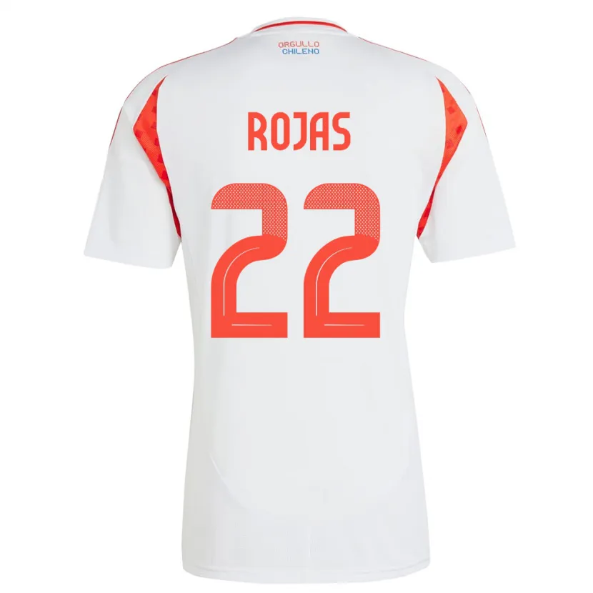 Danxen Hombre Camiseta Chile Jeyson Rojas #22 Blanco 2ª Equipación 24-26 La Camisa