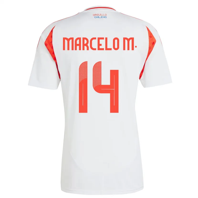 Danxen Hombre Camiseta Chile Marcelo Morales #14 Blanco 2ª Equipación 24-26 La Camisa
