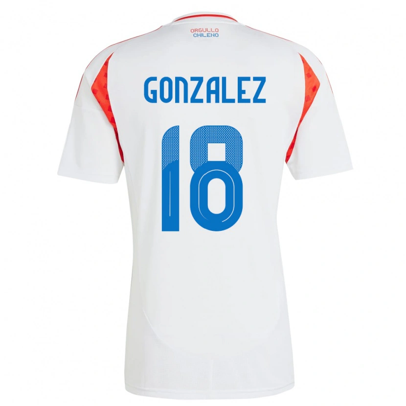 Danxen Hombre Camiseta Chile Bryan González #18 Blanco 2ª Equipación 24-26 La Camisa
