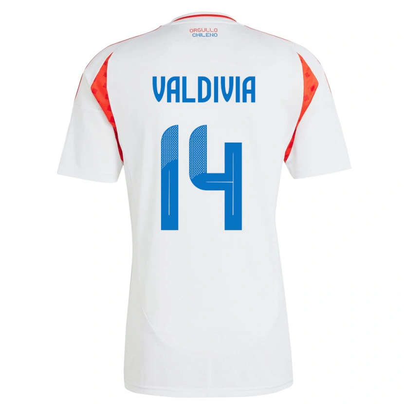 Danxen Hombre Camiseta Chile Felipe Valdivia #14 Blanco 2ª Equipación 24-26 La Camisa