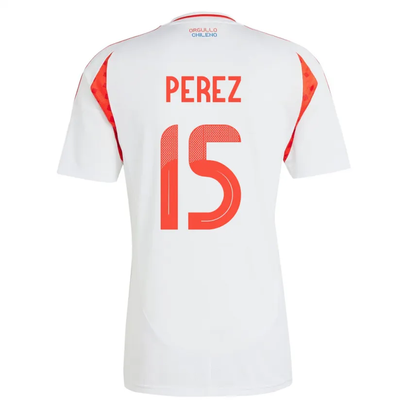 Danxen Hombre Camiseta Chile Ignacio Pérez #15 Blanco 2ª Equipación 24-26 La Camisa