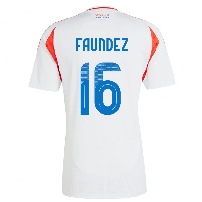 Danxen Hombre Camiseta Chile Felipe Faúndez #16 Blanco 2ª Equipación 24-26 La Camisa