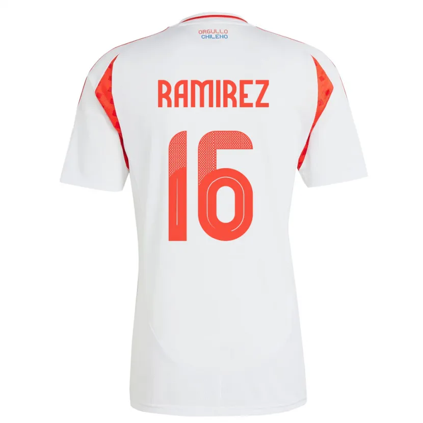 Danxen Hombre Camiseta Chile Vicente Ramírez #16 Blanco 2ª Equipación 24-26 La Camisa