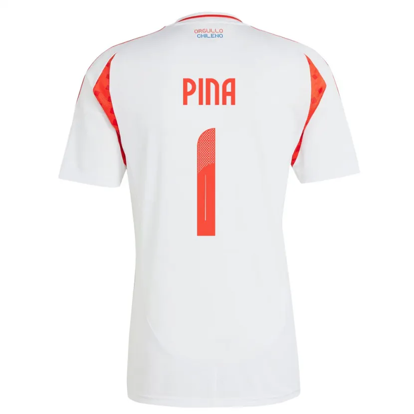 Danxen Hombre Camiseta Chile Cristóbal Piña #1 Blanco 2ª Equipación 24-26 La Camisa