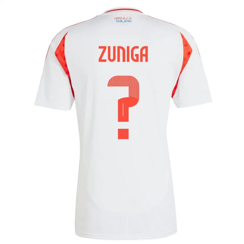 Danxen Hombre Camiseta Chile Máximo Zúñiga #0 Blanco 2ª Equipación 24-26 La Camisa