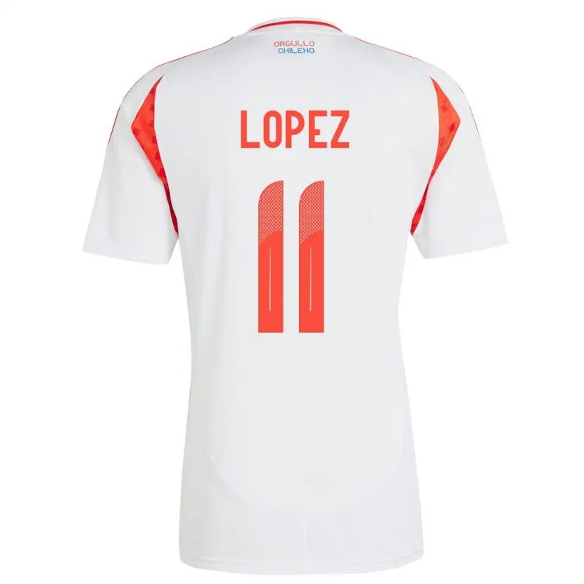 Danxen Hombre Camiseta Chile Yessenia López #11 Blanco 2ª Equipación 24-26 La Camisa