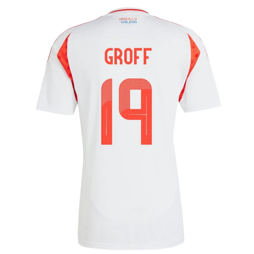 Danxen Hombre Camiseta Chile Llanka Groff #19 Blanco 2ª Equipación 24-26 La Camisa