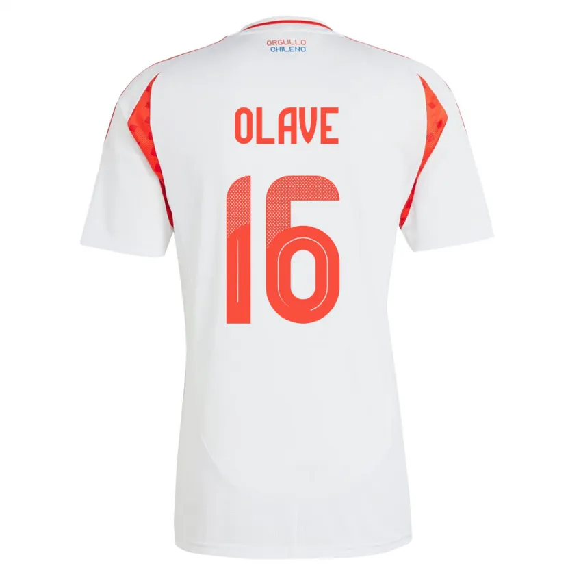 Danxen Hombre Camiseta Chile Isidora Olave #16 Blanco 2ª Equipación 24-26 La Camisa