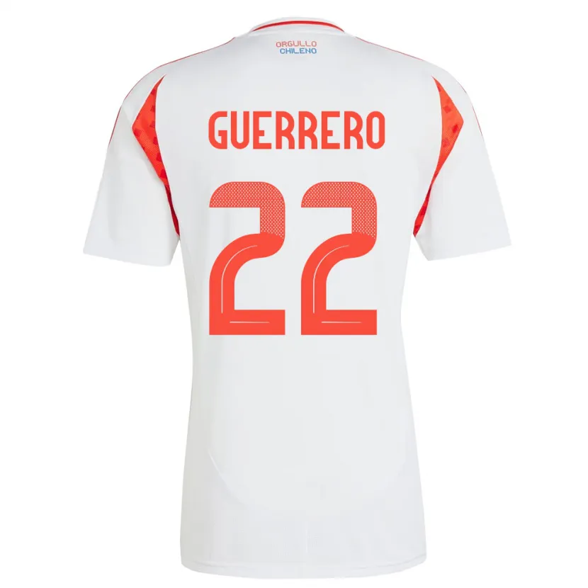 Danxen Hombre Camiseta Chile Kathalina Guerrero #22 Blanco 2ª Equipación 24-26 La Camisa