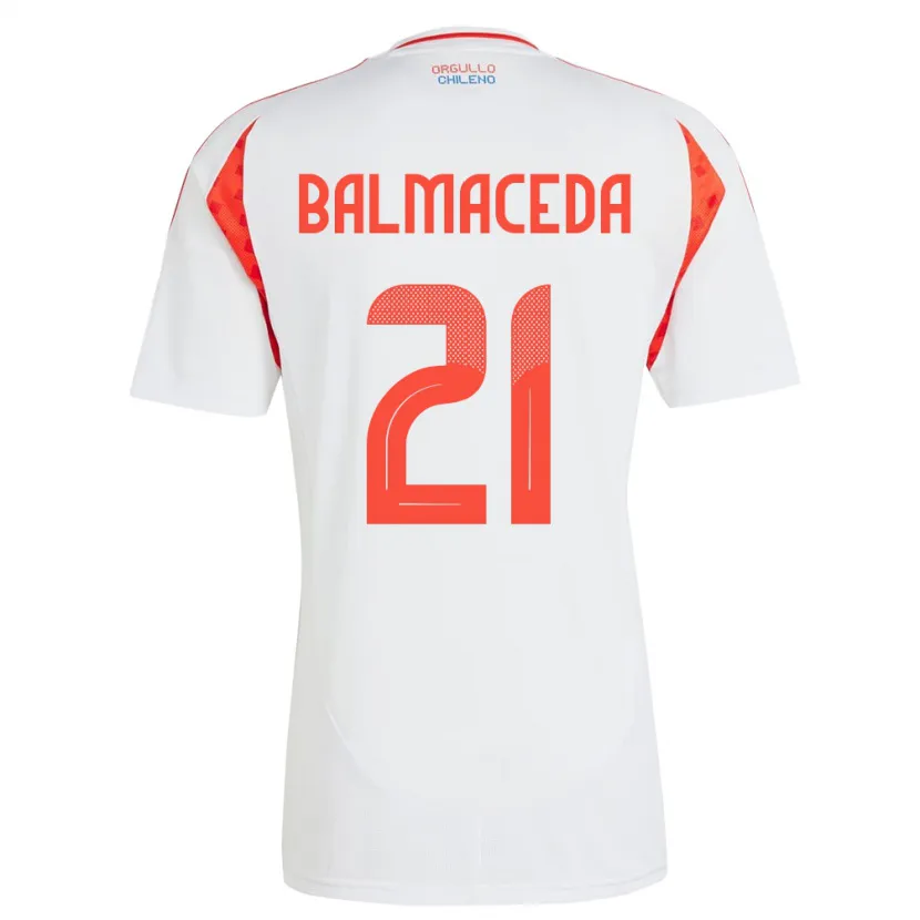 Danxen Hombre Camiseta Chile Rosario Balmaceda #21 Blanco 2ª Equipación 24-26 La Camisa