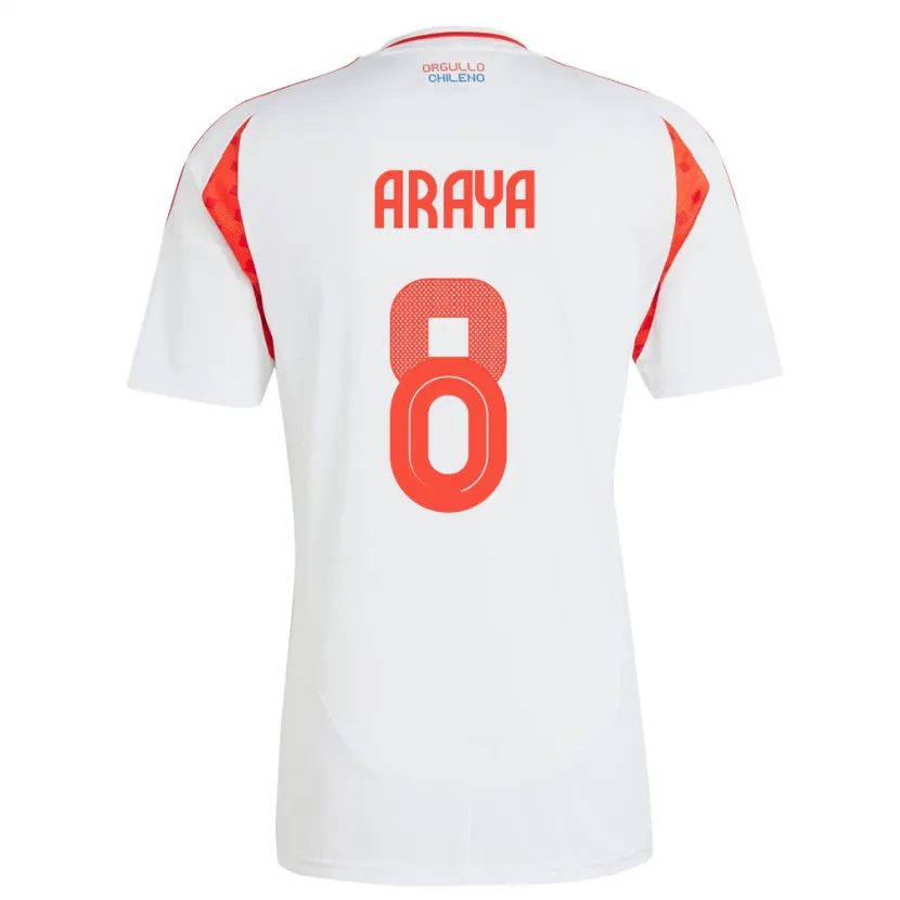 Danxen Hombre Camiseta Chile Karen Araya #8 Blanco 2ª Equipación 24-26 La Camisa