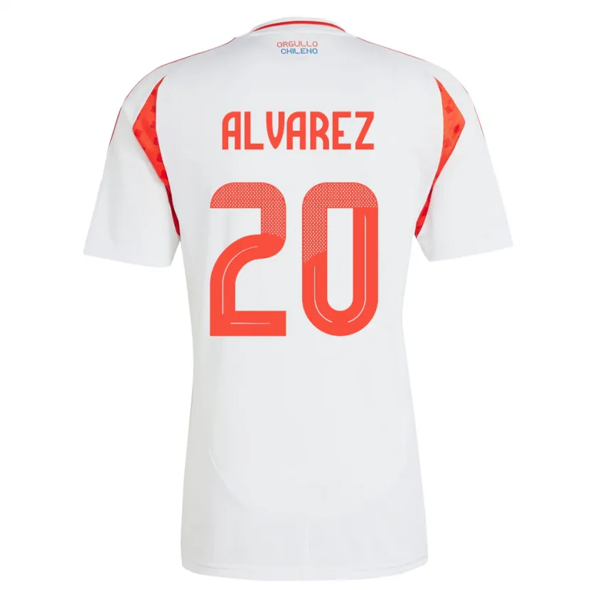 Danxen Hombre Camiseta Chile Anaís Álvarez #20 Blanco 2ª Equipación 24-26 La Camisa