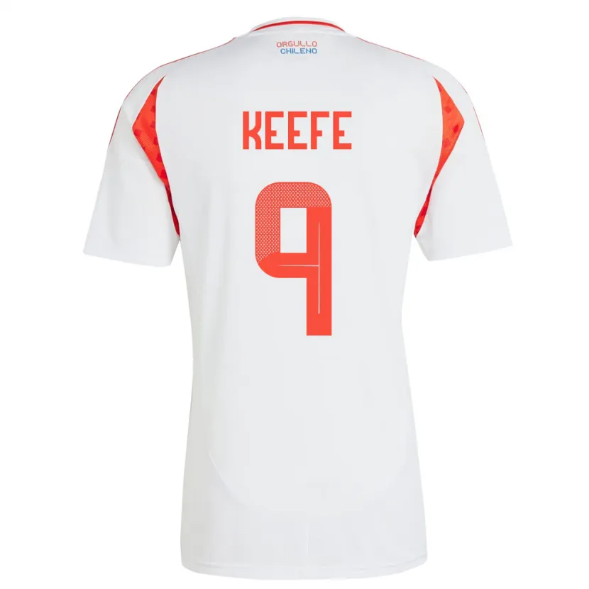 Danxen Hombre Camiseta Chile Sonya Keefe #9 Blanco 2ª Equipación 24-26 La Camisa