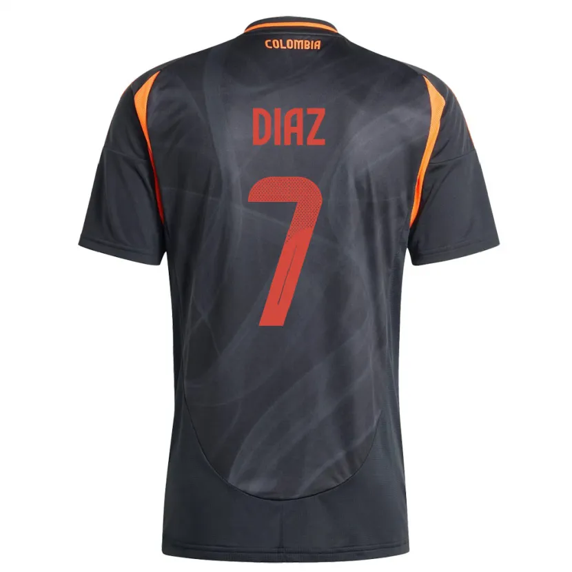 Danxen Hombre Camiseta Colombia Luis Díaz #7 Negro 2ª Equipación 24-26 La Camisa