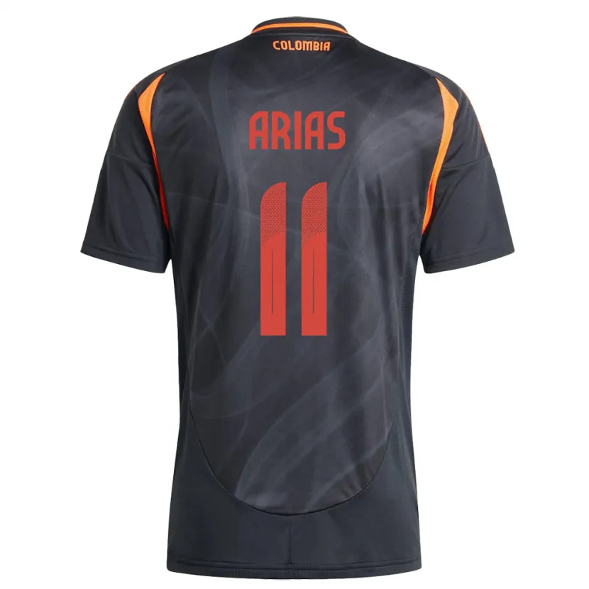 Danxen Hombre Camiseta Colombia Jhon Arias #11 Negro 2ª Equipación 24-26 La Camisa