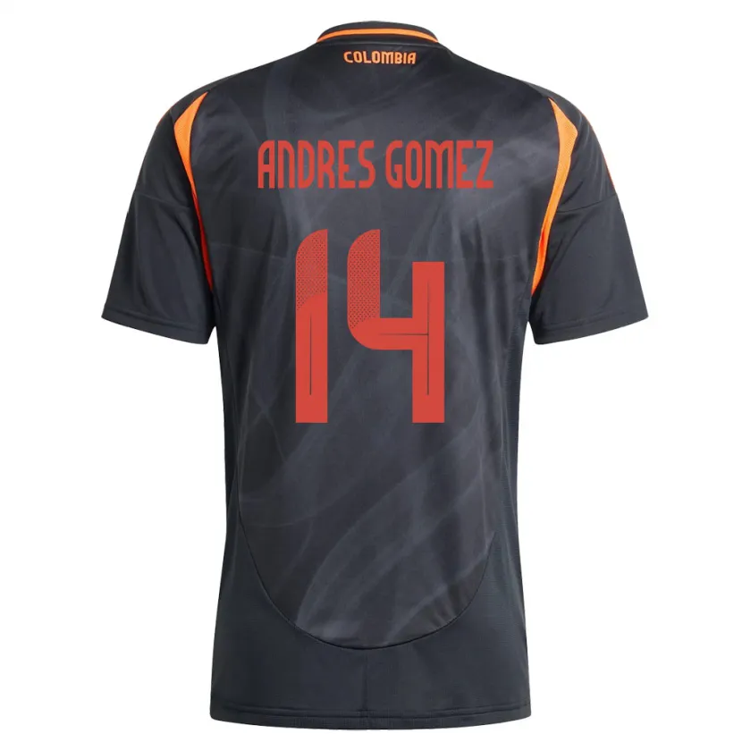Danxen Hombre Camiseta Colombia Carlos Andrés Gómez #14 Negro 2ª Equipación 24-26 La Camisa