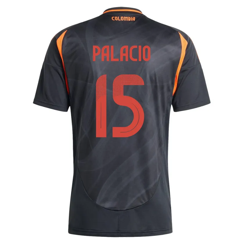 Danxen Hombre Camiseta Colombia Nelson Palacio #15 Negro 2ª Equipación 24-26 La Camisa