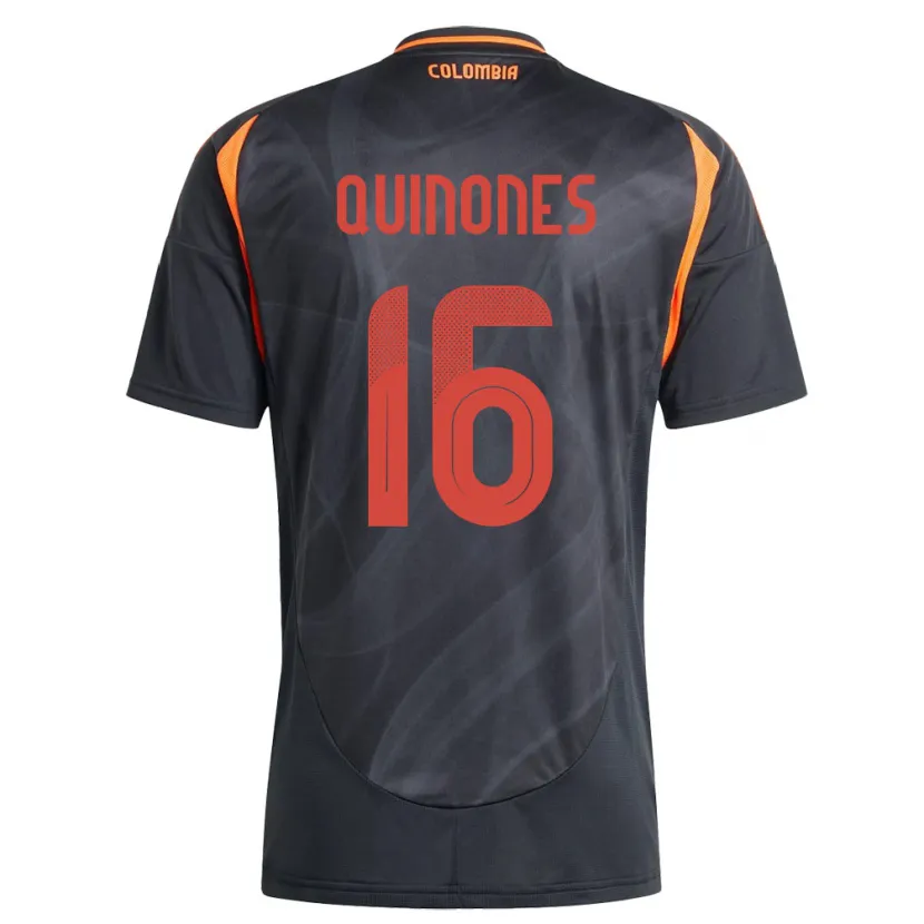 Danxen Hombre Camiseta Colombia Nelson Quiñónes #16 Negro 2ª Equipación 24-26 La Camisa