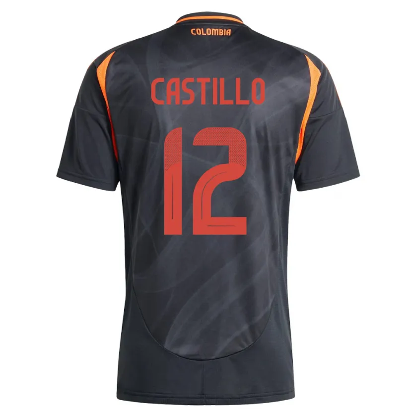 Danxen Hombre Camiseta Colombia Juan Castillo #12 Negro 2ª Equipación 24-26 La Camisa