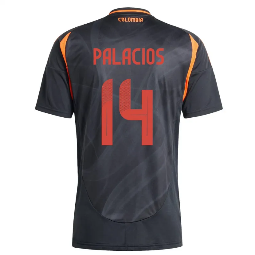 Danxen Hombre Camiseta Colombia Julián Palacios #14 Negro 2ª Equipación 24-26 La Camisa