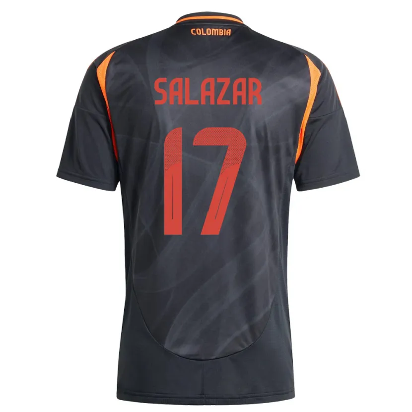 Danxen Hombre Camiseta Colombia Andrés Salazar #17 Negro 2ª Equipación 24-26 La Camisa