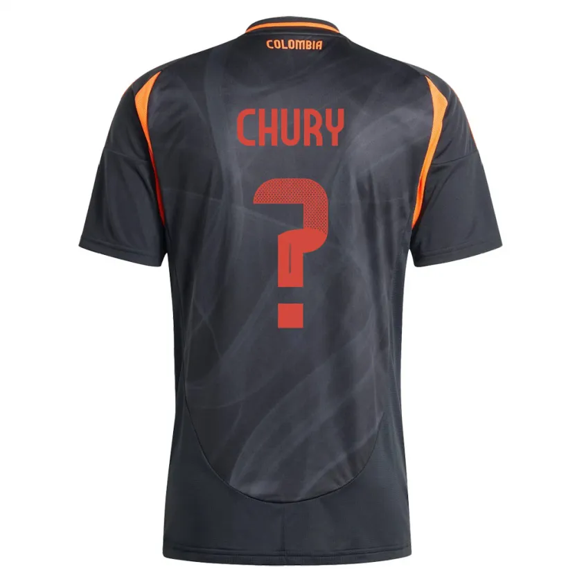 Danxen Hombre Camiseta Colombia Brandon Chury #0 Negro 2ª Equipación 24-26 La Camisa