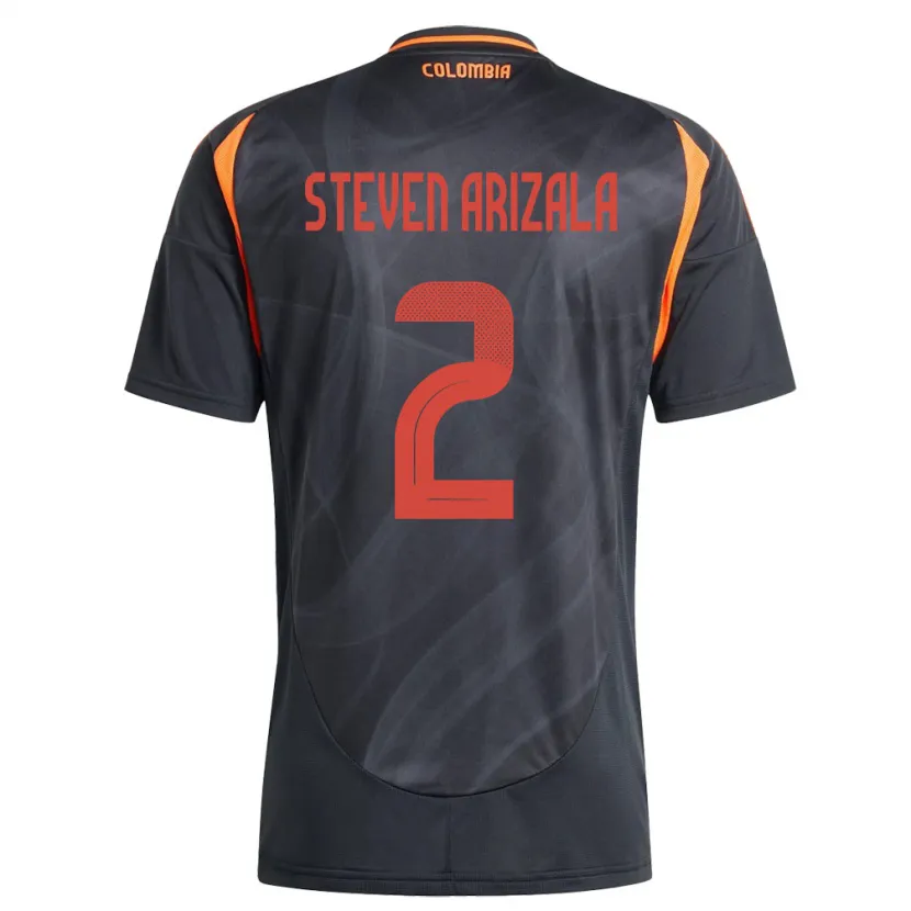 Danxen Hombre Camiseta Colombia Elver Steven Arizala #2 Negro 2ª Equipación 24-26 La Camisa