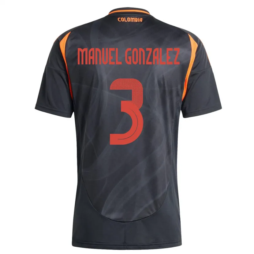 Danxen Hombre Camiseta Colombia Carlos Manuel González #3 Negro 2ª Equipación 24-26 La Camisa
