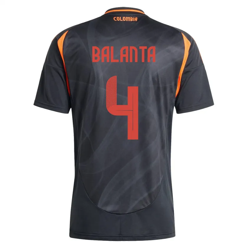 Danxen Hombre Camiseta Colombia Marlon Balanta #4 Negro 2ª Equipación 24-26 La Camisa