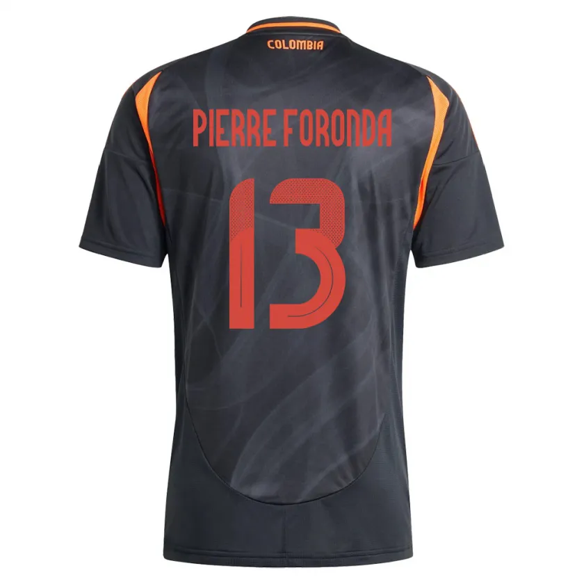 Danxen Hombre Camiseta Colombia Jean Pierre Foronda #13 Negro 2ª Equipación 24-26 La Camisa