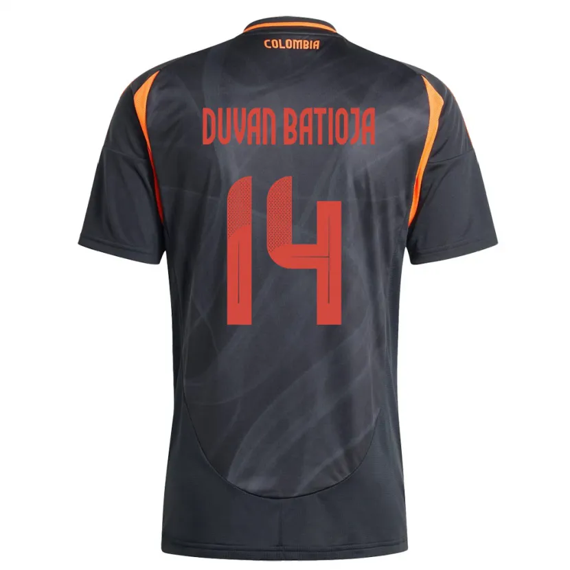 Danxen Hombre Camiseta Colombia Andy Duván Batioja #14 Negro 2ª Equipación 24-26 La Camisa