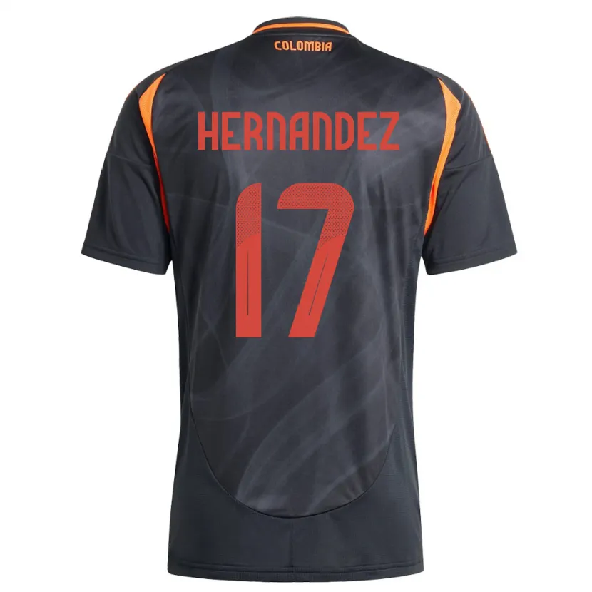 Danxen Hombre Camiseta Colombia Jhoan Hernández #17 Negro 2ª Equipación 24-26 La Camisa