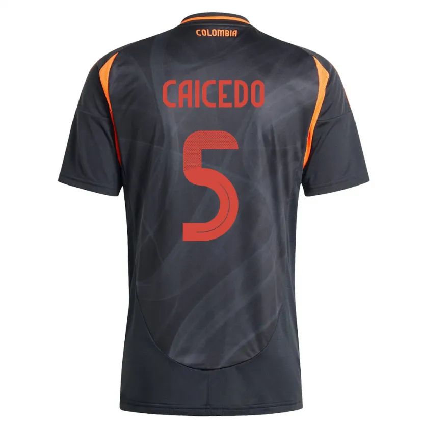 Danxen Hombre Camiseta Colombia Kelly Caicedo #5 Negro 2ª Equipación 24-26 La Camisa