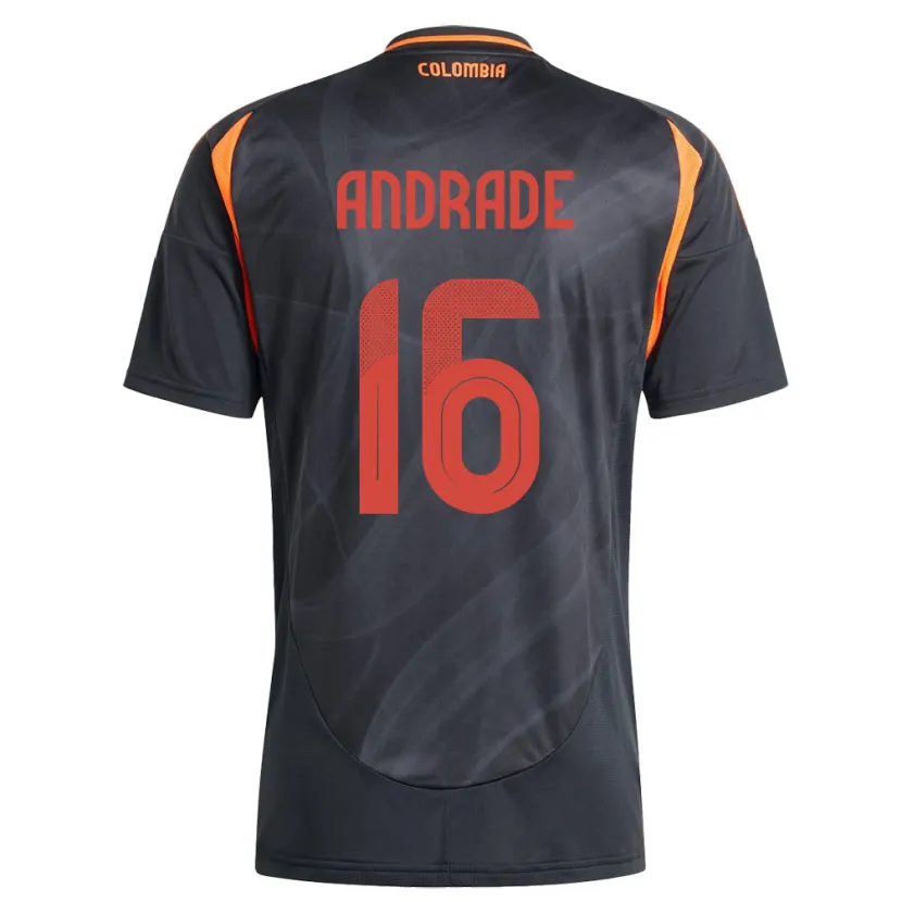Danxen Hombre Camiseta Colombia Lady Andrade #16 Negro 2ª Equipación 24-26 La Camisa