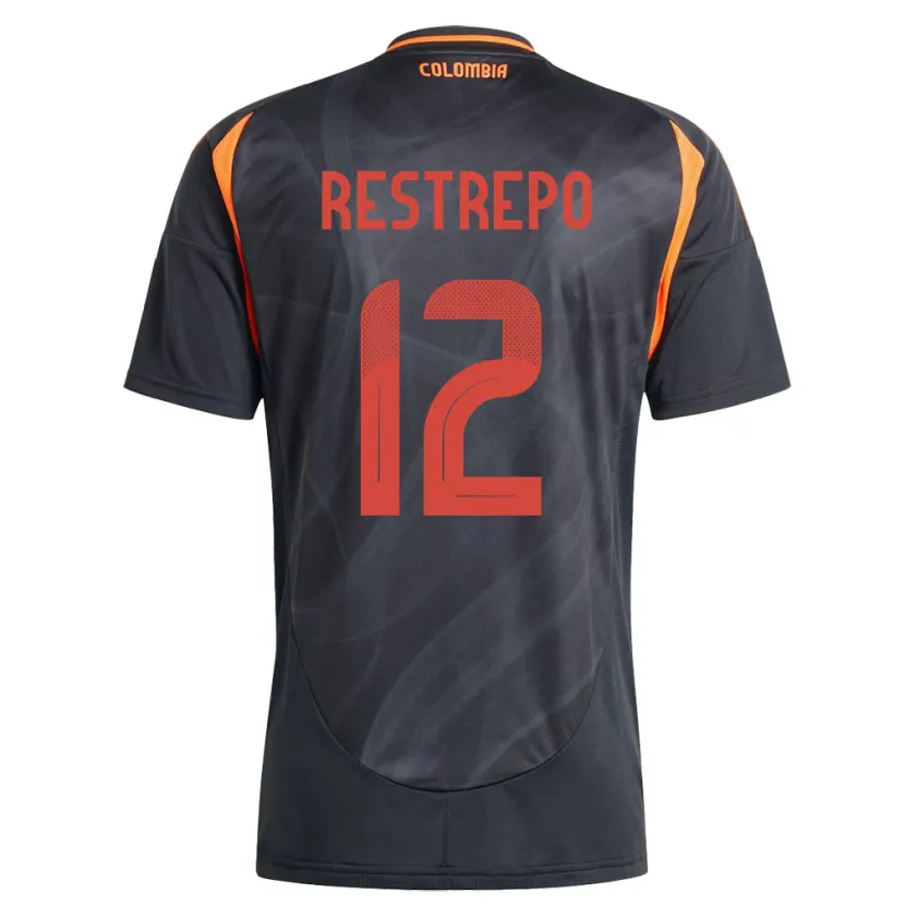 Danxen Hombre Camiseta Colombia Valery Restrepo #12 Negro 2ª Equipación 24-26 La Camisa