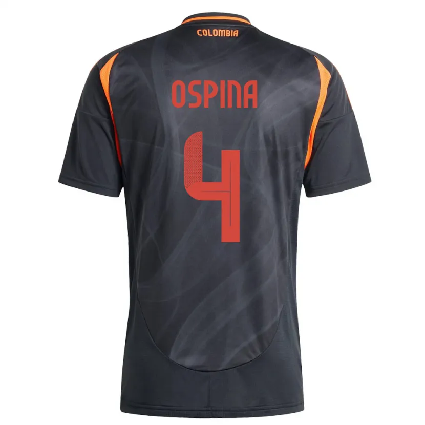 Danxen Hombre Camiseta Colombia Diana Ospina #4 Negro 2ª Equipación 24-26 La Camisa